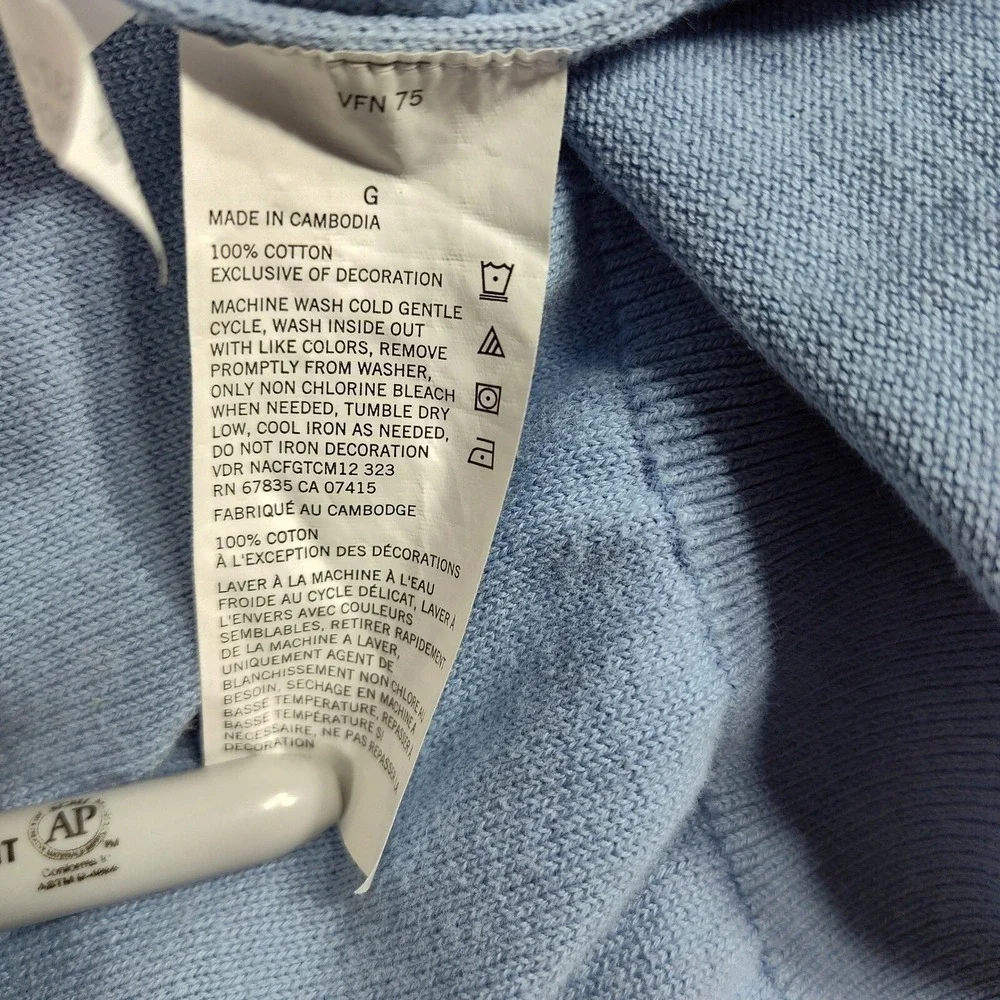 Nautica Mens Light Blue 1/4 Zip Pullover Cotton Sweater S3720T Size L